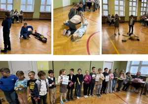 Na zdjęciu dzieci w sali gimnastycznej podczas konkursu.